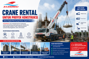 Crane Rental untuk Proyek Konstruksi dengan berbagai pilihan mobile crane, truck crane, dan crawler crane untuk kebutuhan pembangunan gedung serta infrastruktur.
