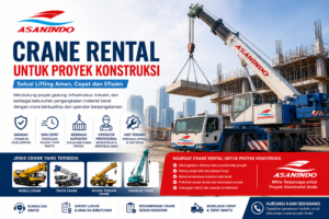 Crane Rental untuk Proyek Konstruksi menggunakan mobile crane profesional untuk pengangkatan material berat pada proyek gedung dan infrastruktur di Indonesia.