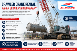 Crawler Crane Rental untuk pengangkatan beban berat pada proyek konstruksi, industri, dan infrastruktur di Indonesia