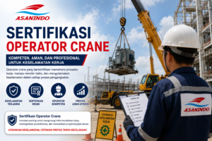 Sertifikasi Operator Crane untuk keselamatan kerja dengan operator bersertifikat yang mengawasi proses pengangkatan menggunakan mobile crane di proyek konstruksi Indonesia.