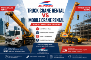 Truck Crane Rental vs Mobile Crane Rental pada proyek konstruksi dan industri di Indonesia untuk pekerjaan lifting material berat secara efisien