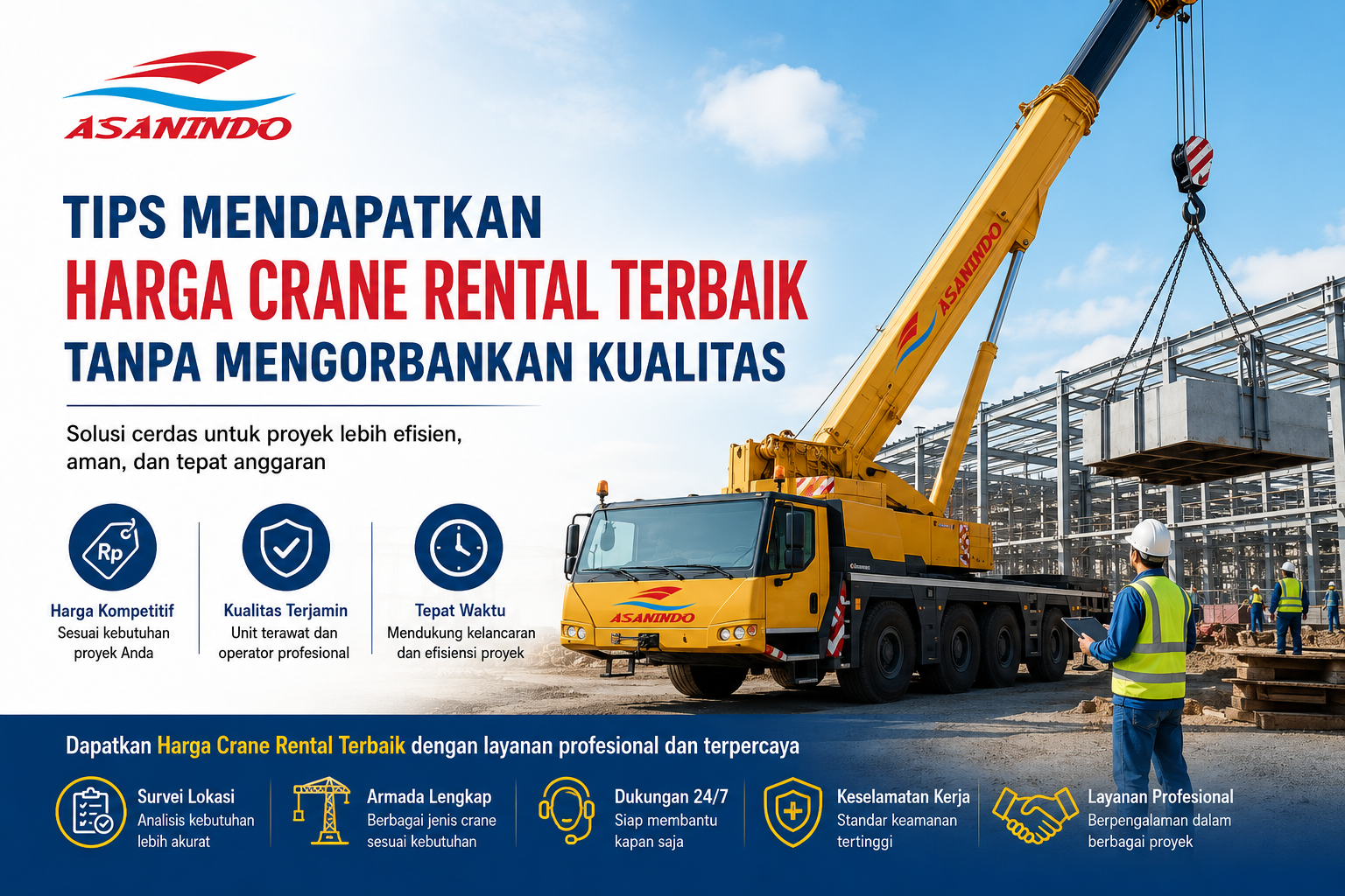 Harga Crane Rental Terbaik dengan layanan crane profesional untuk proyek konstruksi di Indonesia